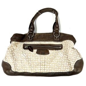 Y2K Coach Women’s Shoulder Bag Penelope OP Art Brown Leather Coated Canvas #3950